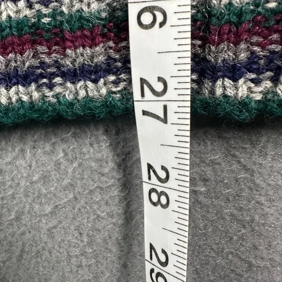 Vtg Eddie Bauer Mens XL 100% Wool Chunk Knit Sweater Green Burgundy Crew Neck - Picture 9 of 14